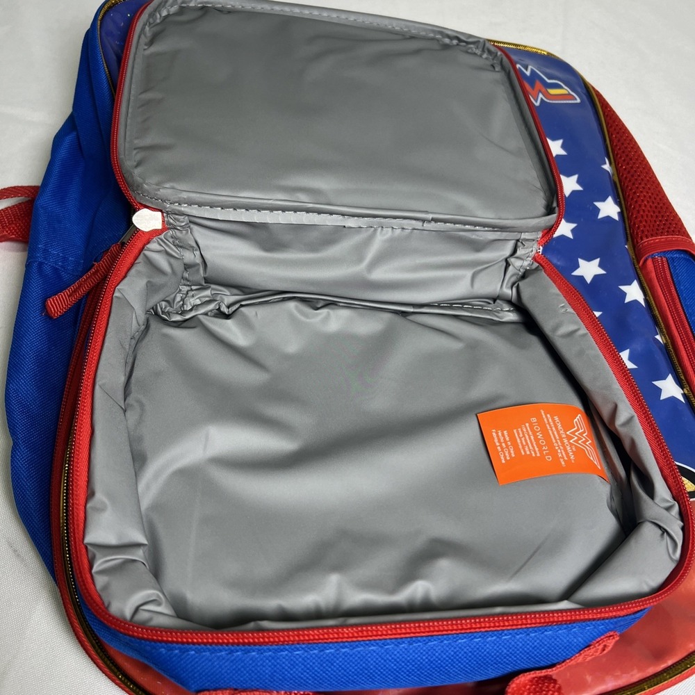 NWT DC Comics: Wonder Woman - "GRL PWR" Stars Backpack with Lunchbox - Bioworld - Picture 8 of 12